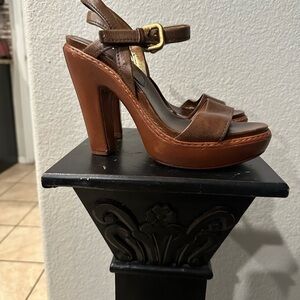 Prada Brown Strappy Platform Heels